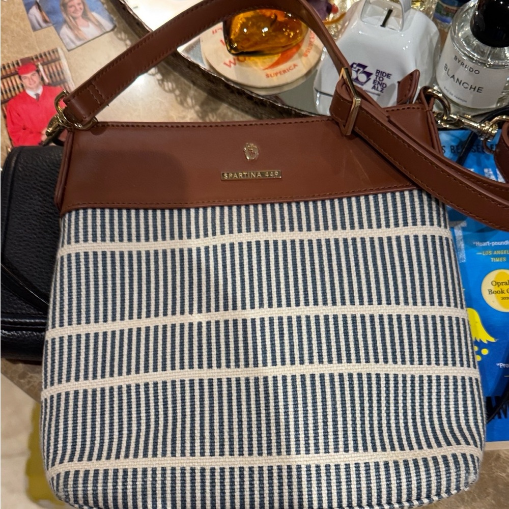 Spartina 449 Brown and Navy Striped Shoulder Bag